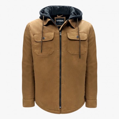Stretch Canvas Jacket with Sherpa Lining and Hood