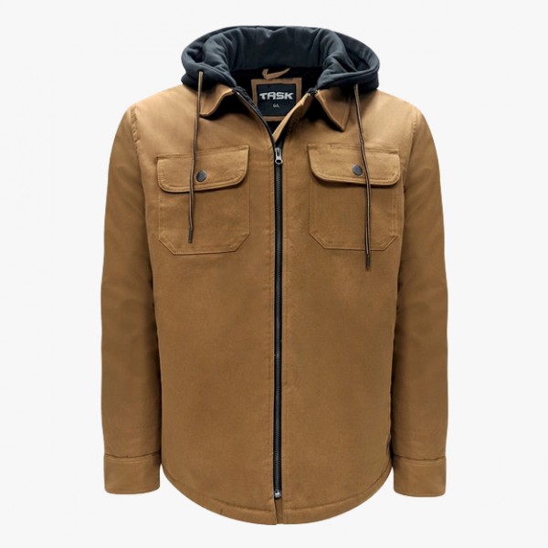 Stretch Canvas Jacket with Sherpa Lining and Hood